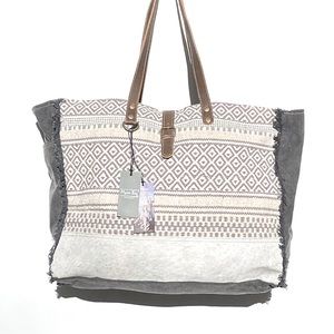 Stylish Gray and Brown Tote Bag